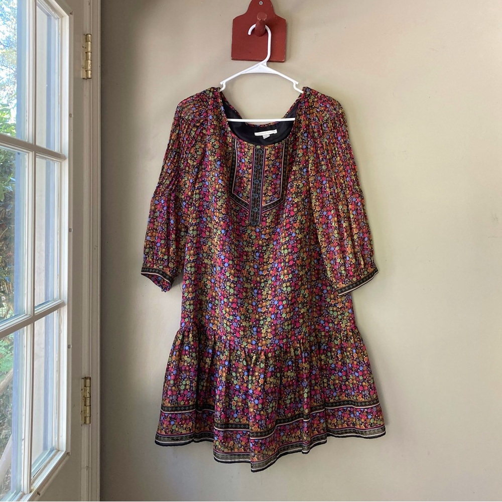 London Times 70's Style Multicolored Floral Midi Dress 8